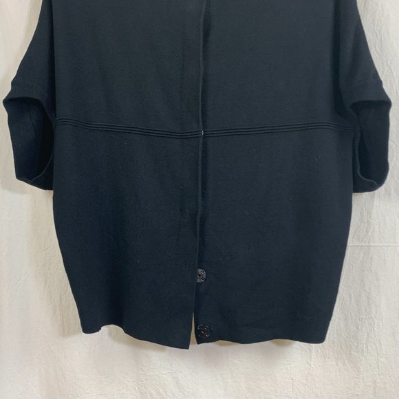 Renuar Short Sleeve Cardigan Sweater in Black Knit - Picture 4 of 7